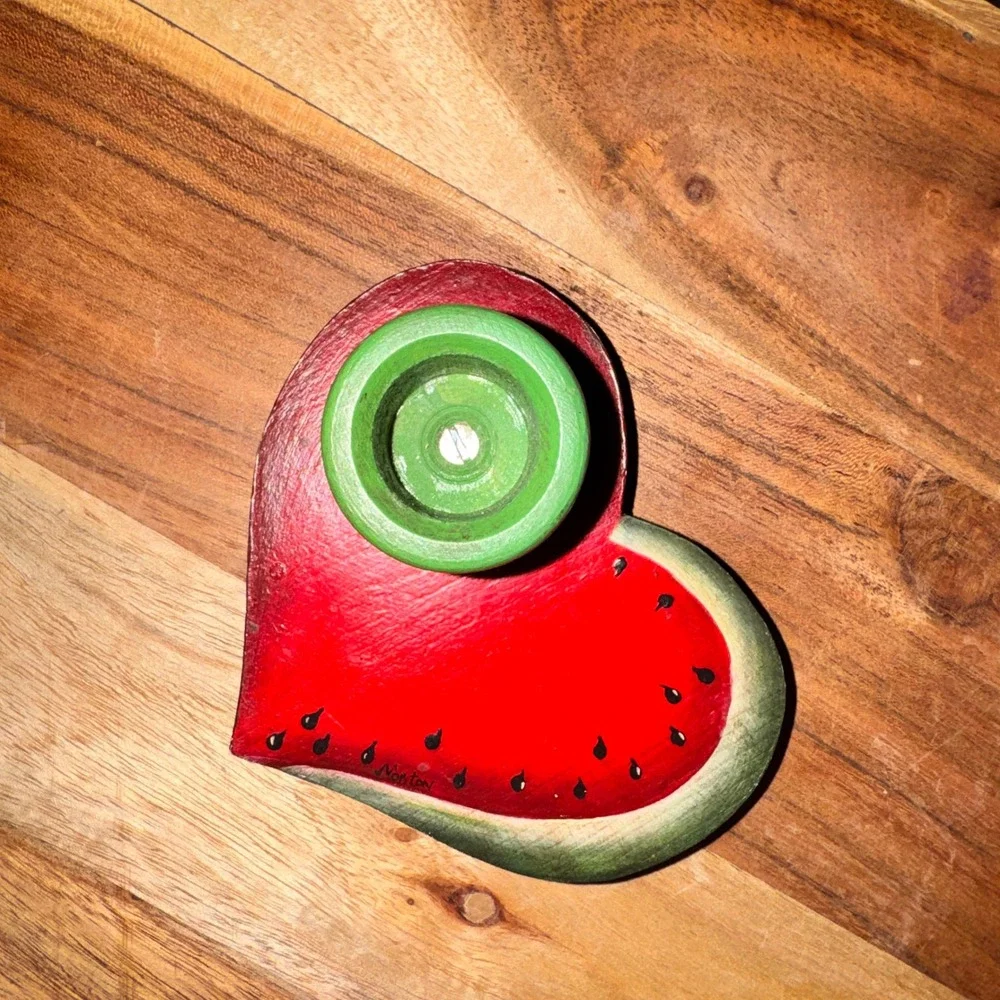 Norton Watermelon Heart Wood Candle Holder Wine Vineyard Tea Towel Set Red Green